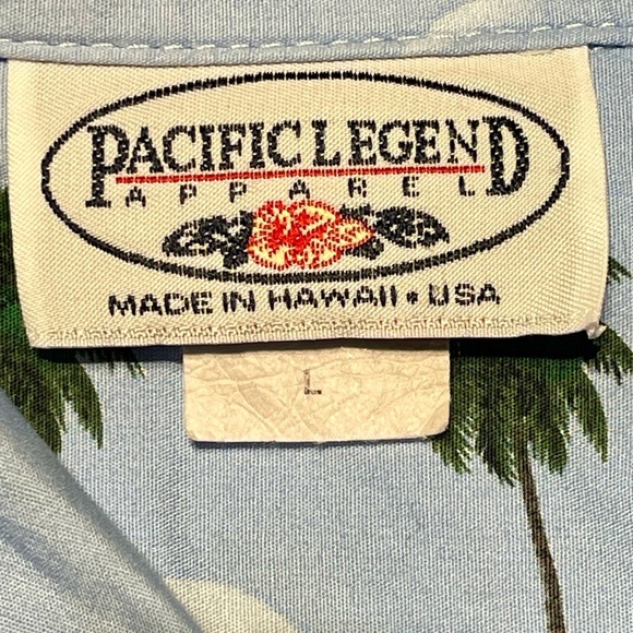 Pacific Legend Apparel Hawaiian Shirt L Button-Down Palm Tree Aloha Vacation - Picture 5 of 5